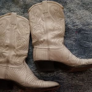 White tegu lizard skin cowboy boots